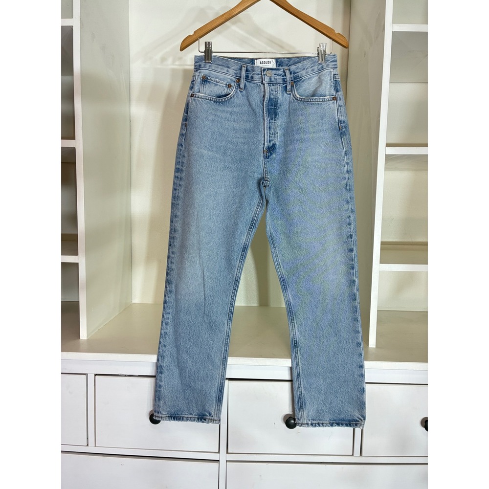 Agolde Riley Crop Jeans Women Size 27 Light Wash High Rise Straight Leg Denim
